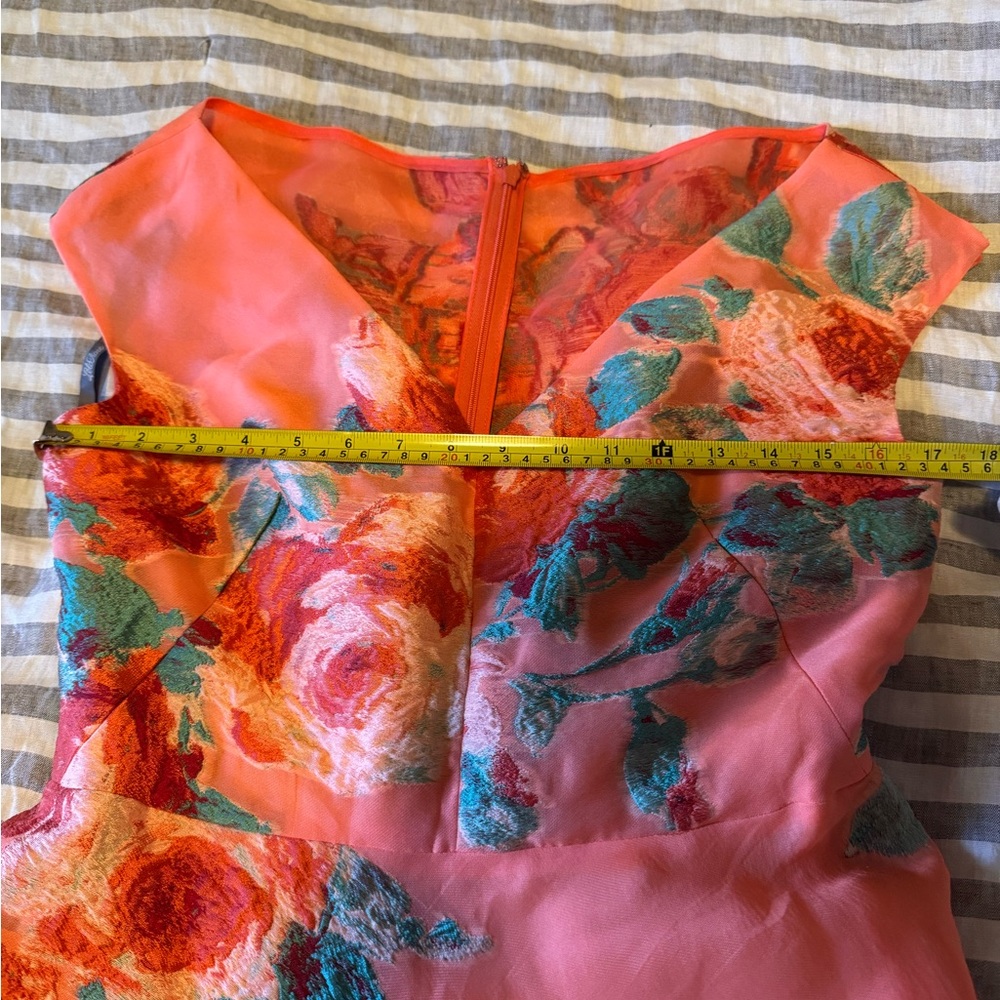 Lela Rose Coral Floral Off-Shoulder Midi Dress - Picture 11 of 11